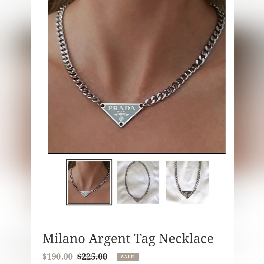 Vintage "Prada" Tag Necklace